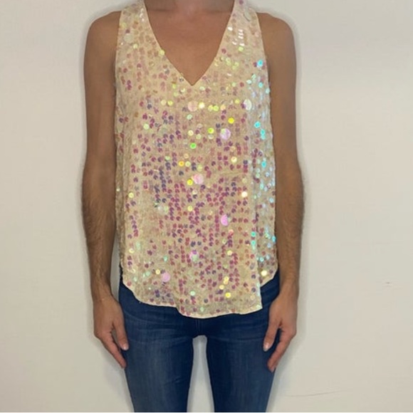 Moulinette Soeurs Sequin V Neck Swing Blouse - Picture 3 of 13